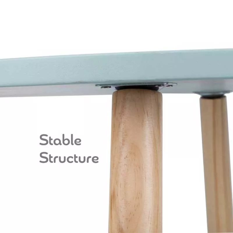 Wooden table for a children's room in pastel blue color