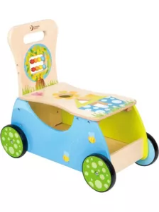 Wooden walker for pushing and riding