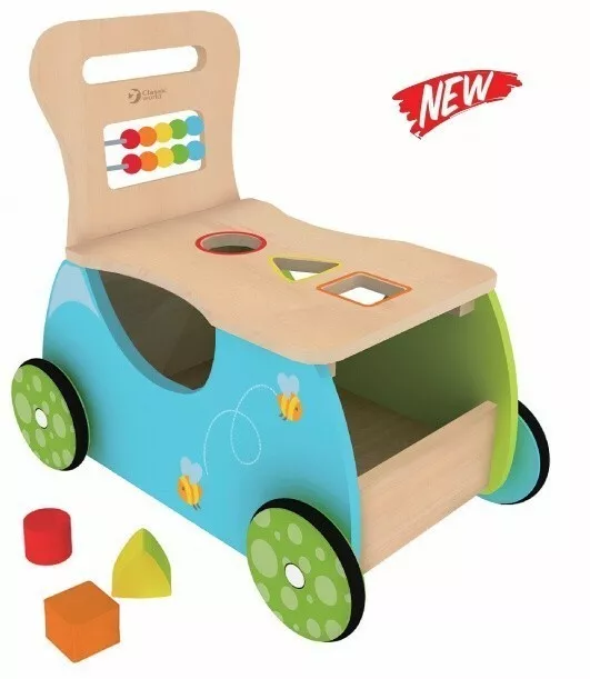 Wooden walker for pushing and riding