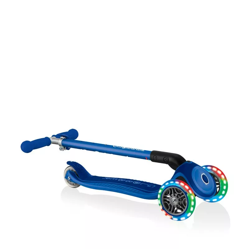 Children's foldable scooter with light-up wheels PRIMO FOLDABLE PLUS LIGHTS - dark blue