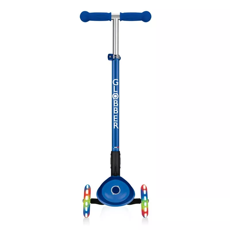 Children's foldable scooter with light-up wheels PRIMO FOLDABLE PLUS LIGHTS - dark blue