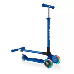 Children's foldable scooter with light-up wheels PRIMO FOLDABLE PLUS LIGHTS - dark blue