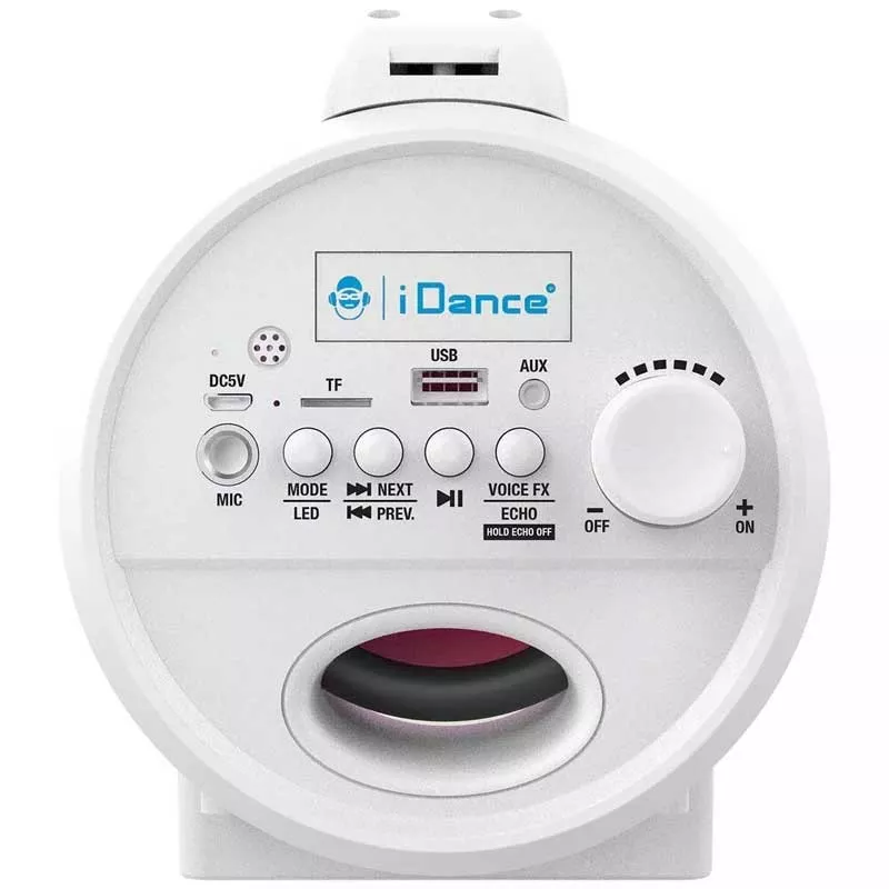 Karaoke Bluetooth speaker with microphone, white.