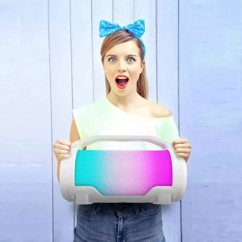 Karaoke Bluetooth speaker with microphone, white.