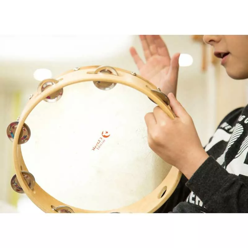 Children's wooden tambourine with small bells 25 cm