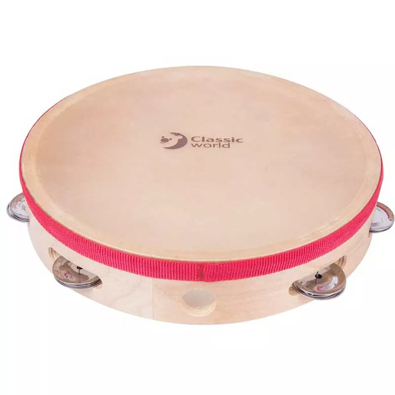 Children's wooden tambourine with small bells 25 cm