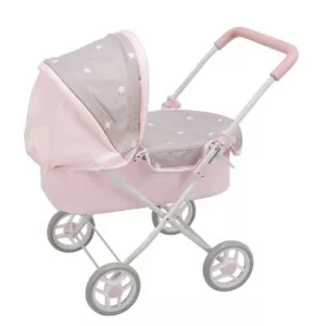 Детска количка за кукли "Емма" в розово и сиво