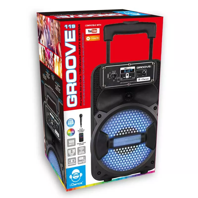 Portable speaker with LED lights and microphone, Groove119