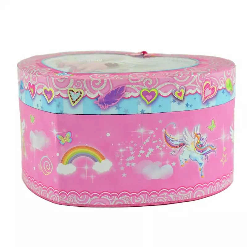 A children's musical jewelry box in the shape of a heart - "Pink Unicorn"