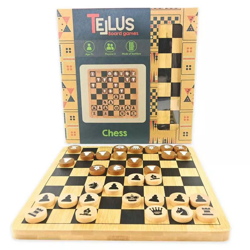 Children's board game "Wooden chess" with pieces, 22cm