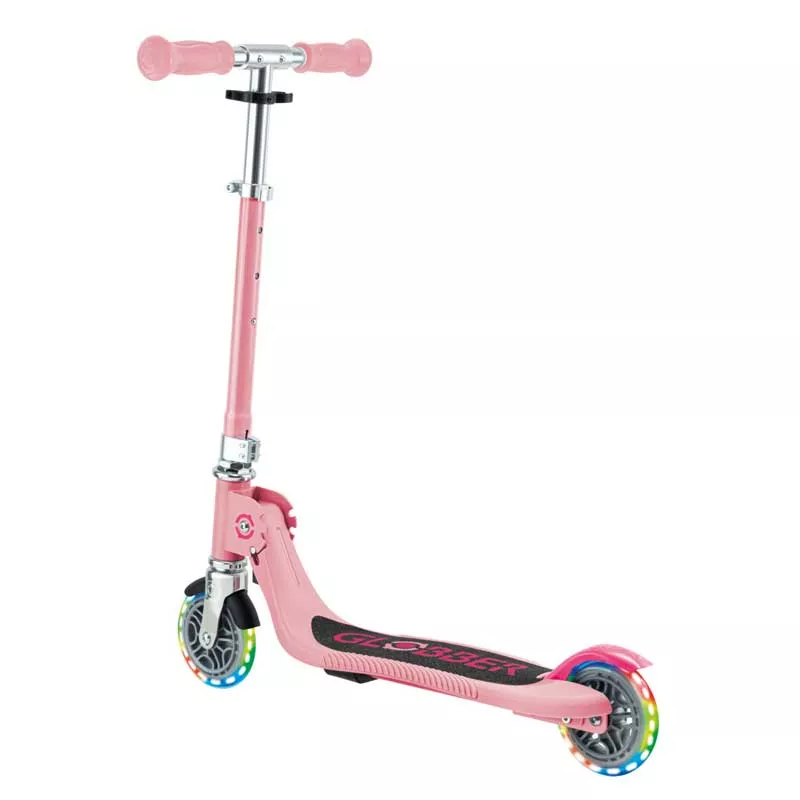 Child foldable scooter with two light-up wheels Globber Flow Foldable Junior Lights - pink