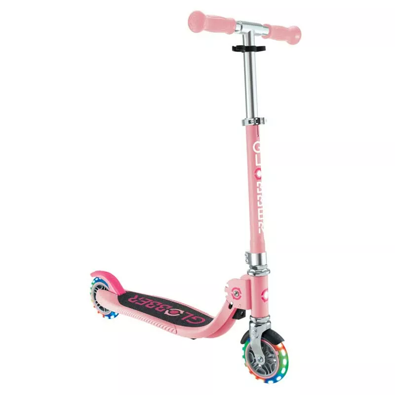 Child foldable scooter with two light-up wheels Globber Flow Foldable Junior Lights - pink
