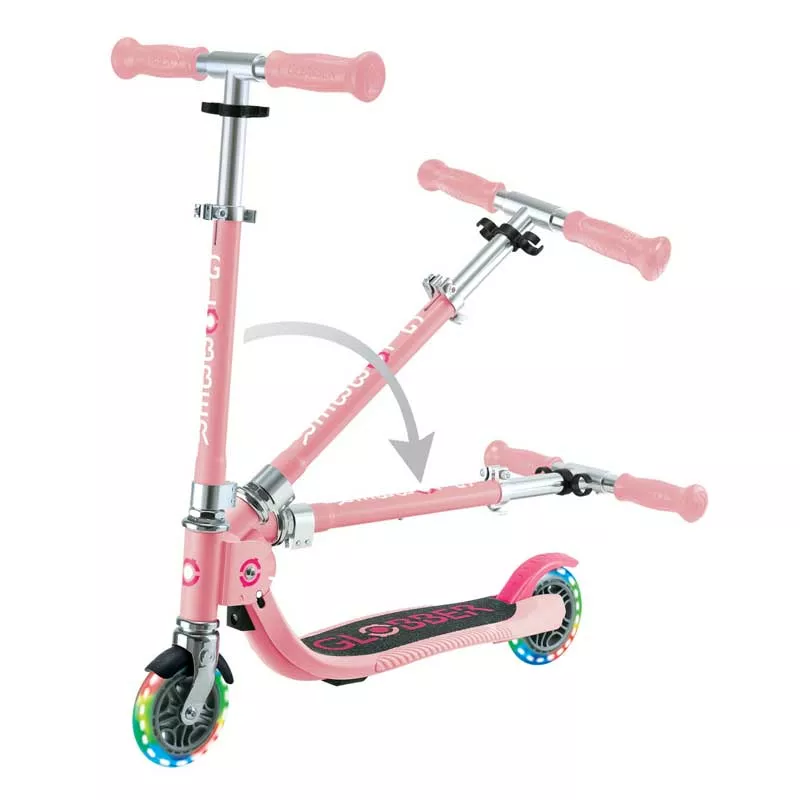 Child foldable scooter with two light-up wheels Globber Flow Foldable Junior Lights - pink