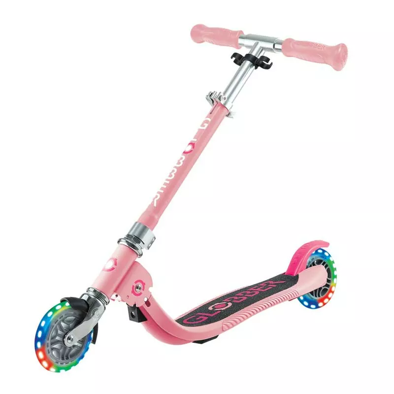 Child foldable scooter with two light-up wheels Globber Flow Foldable Junior Lights - pink