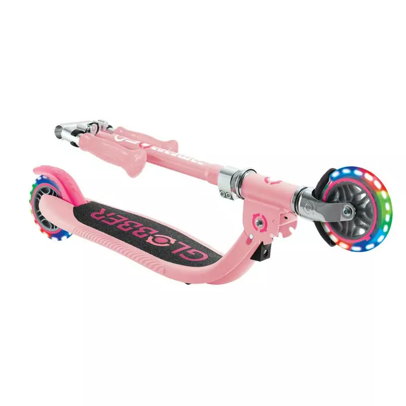 Child foldable scooter with two light-up wheels Globber Flow Foldable Junior Lights - pink
