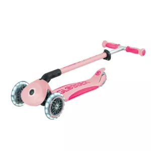 Детска сгъваема тротинетка с родителски контрол Globber Go Up Deluxe Flash Lights, розова