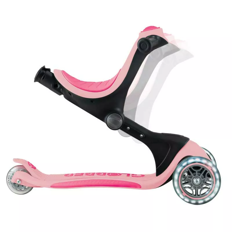 Детска сгъваема тротинетка с родителски контрол Globber Go Up Deluxe Flash Lights, розова