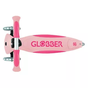 Детска сгъваема тротинетка с родителски контрол Globber Go Up Deluxe Flash Lights, розова