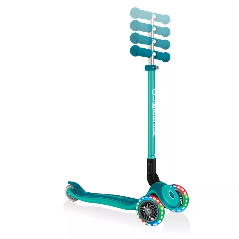 Children's folding scooter with light-up wheels PRIMO FOLDABLE PLUS LIGHTS - emerald green