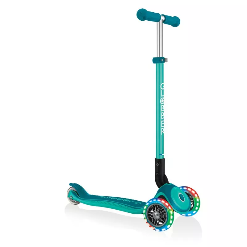 Children's folding scooter with light-up wheels PRIMO FOLDABLE PLUS LIGHTS - emerald green