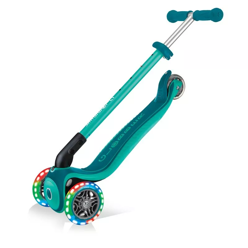 Children's folding scooter with light-up wheels PRIMO FOLDABLE PLUS LIGHTS - emerald green