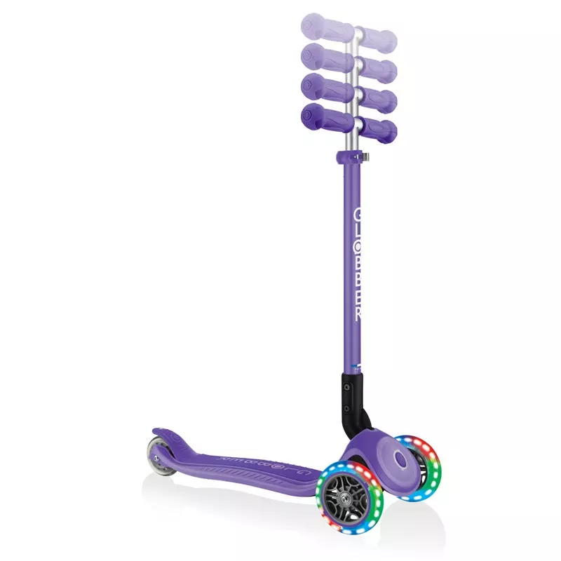 Child's foldable scooter with light-up wheels PRIMO FOLDABLE PLUS LIGHTS - purple