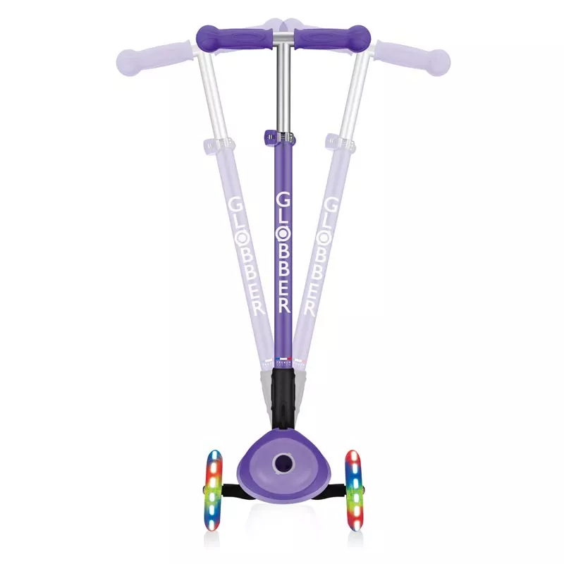 Child's foldable scooter with light-up wheels PRIMO FOLDABLE PLUS LIGHTS - purple