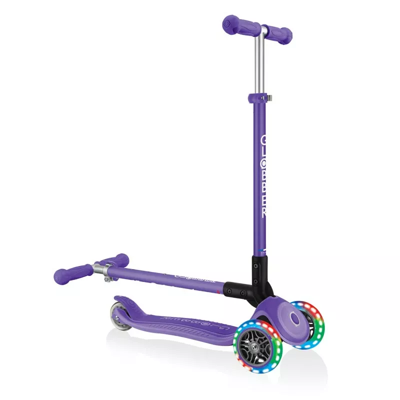 Child's foldable scooter with light-up wheels PRIMO FOLDABLE PLUS LIGHTS - purple