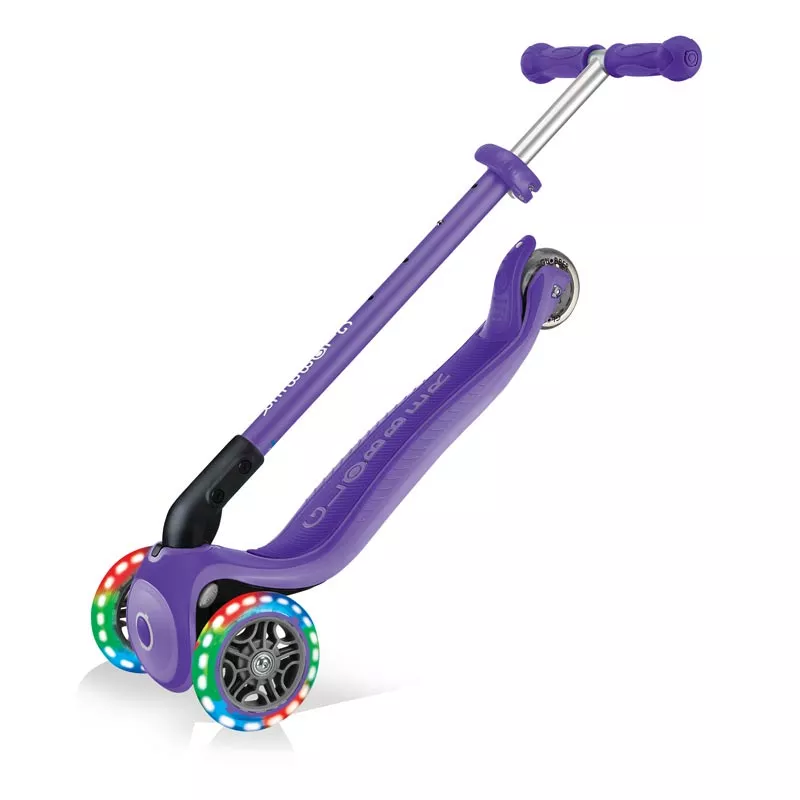 Child's foldable scooter with light-up wheels PRIMO FOLDABLE PLUS LIGHTS - purple