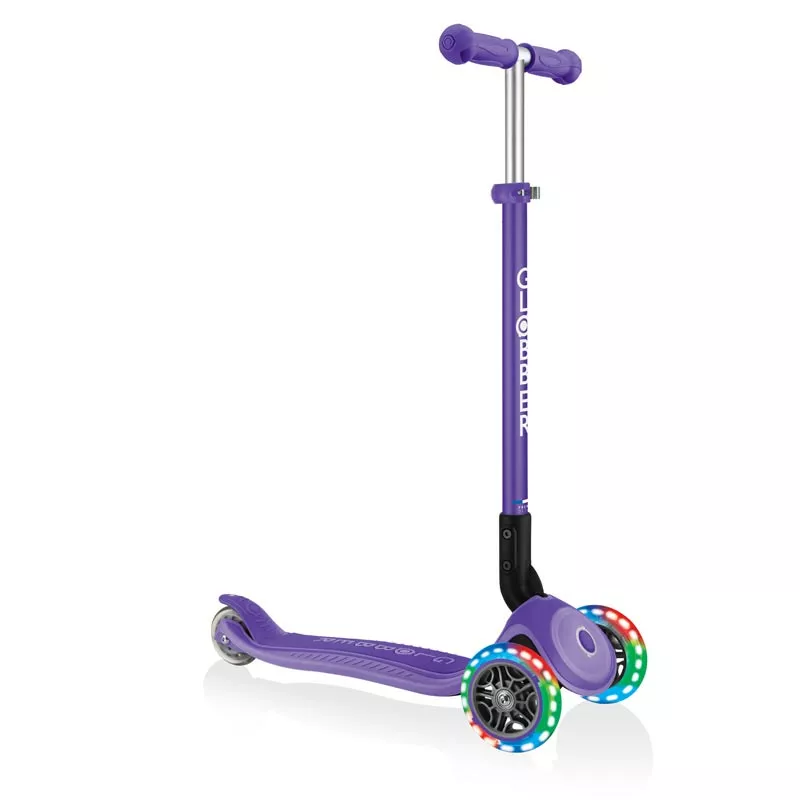 Child's foldable scooter with light-up wheels PRIMO FOLDABLE PLUS LIGHTS - purple