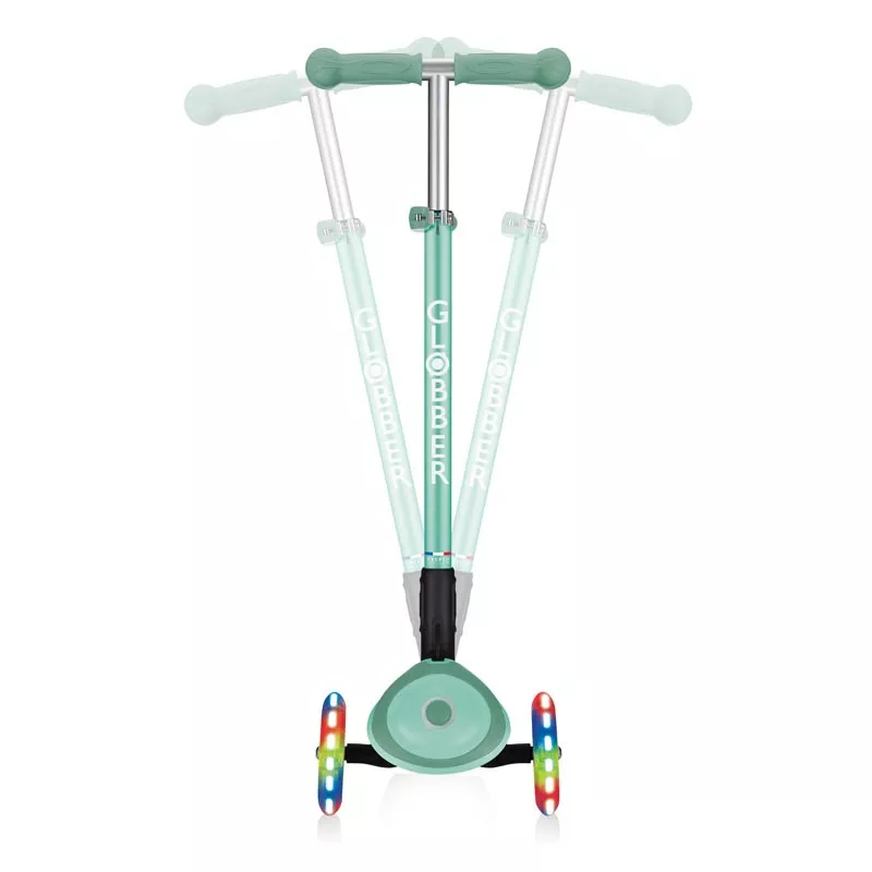 Child foldable scooter with light-up wheels PRIMO FOLDABLE PLUS LIGHTS - mint green