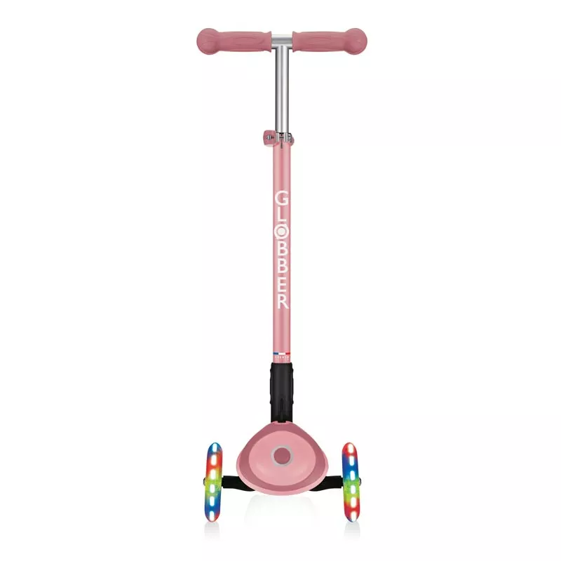 Child foldable scooter with light up wheels PRIMO FOLDABLE PLUS LIGHTS - pastel pink