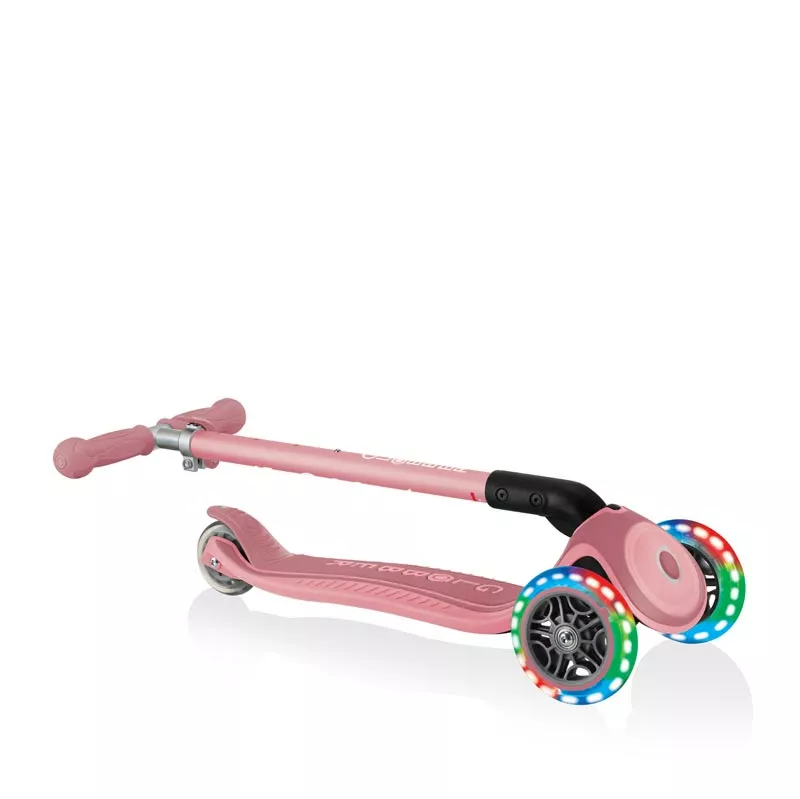 Child foldable scooter with light up wheels PRIMO FOLDABLE PLUS LIGHTS - pastel pink