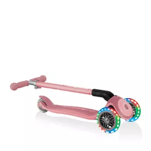 Child foldable scooter with light up wheels PRIMO FOLDABLE PLUS LIGHTS - pastel pink