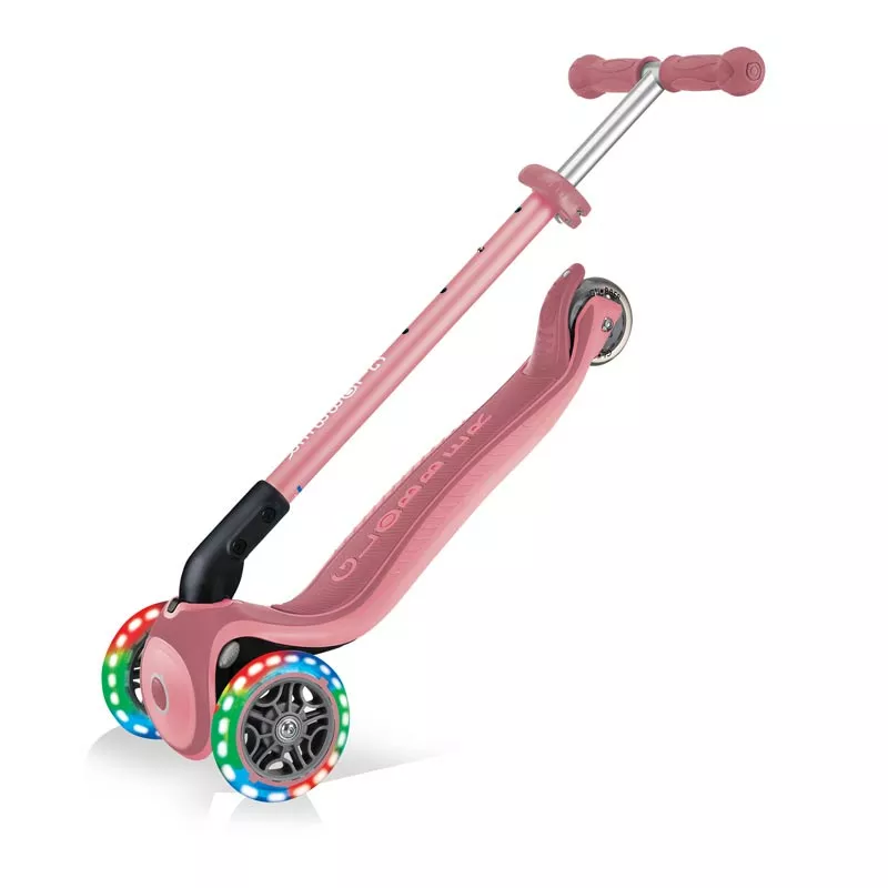 Child foldable scooter with light up wheels PRIMO FOLDABLE PLUS LIGHTS - pastel pink
