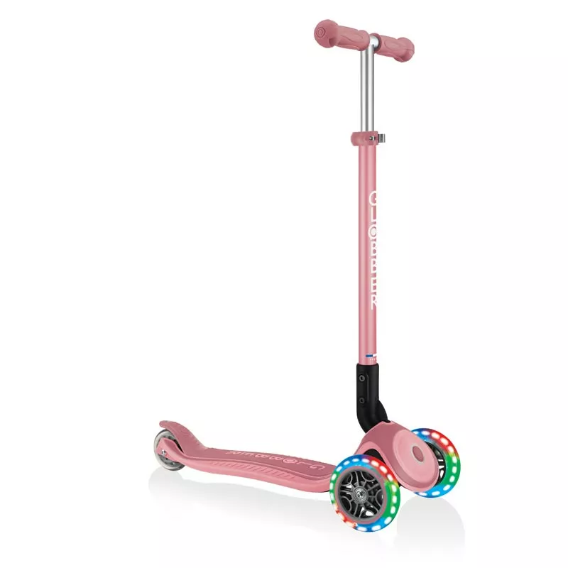 Child foldable scooter with light up wheels PRIMO FOLDABLE PLUS LIGHTS - pastel pink