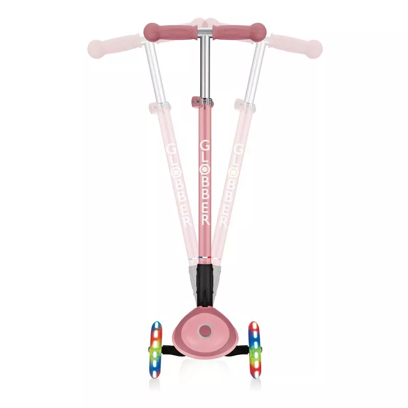 Child foldable scooter with light up wheels PRIMO FOLDABLE PLUS LIGHTS - pastel pink