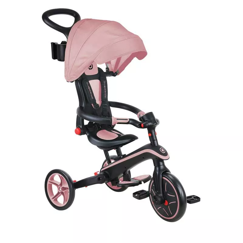 Children's tricycle 4 in 1 GLOBBER EXPLORER TRIKE FOLDABLE, foldable, pink color