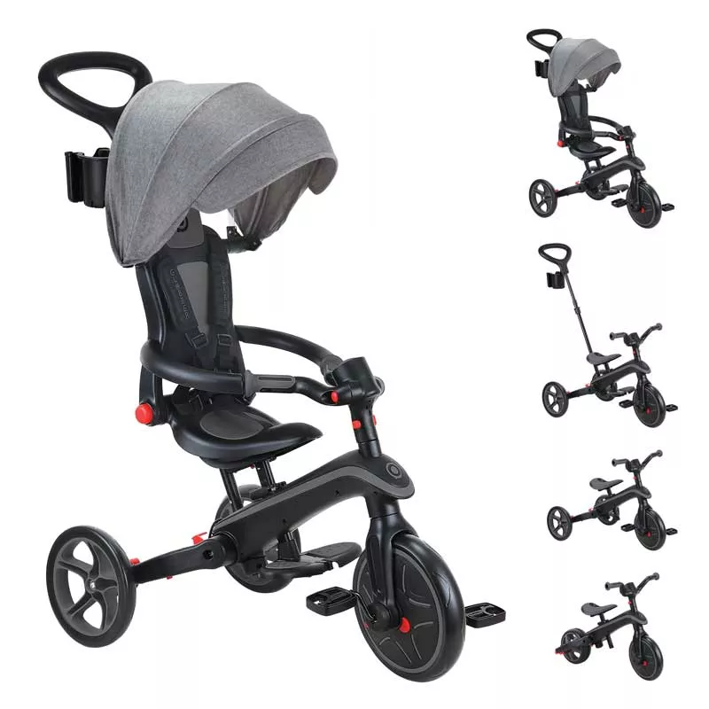 Children's tricycle 4 in 1 GLOBBER EXPLORER TRIKE FOLDABLE, foldable, gray-black color