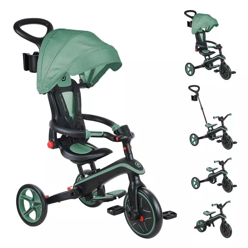Children's 4 in 1 tricycle GLOBBER EXPLORER TRIKE FOLDABLE, foldable, color olive