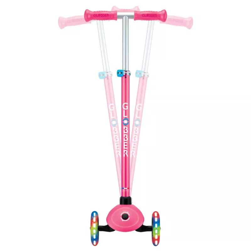 Kids scooter with 3 light up wheels GLOBBER PRIMO PLUS LIGHTS, pink