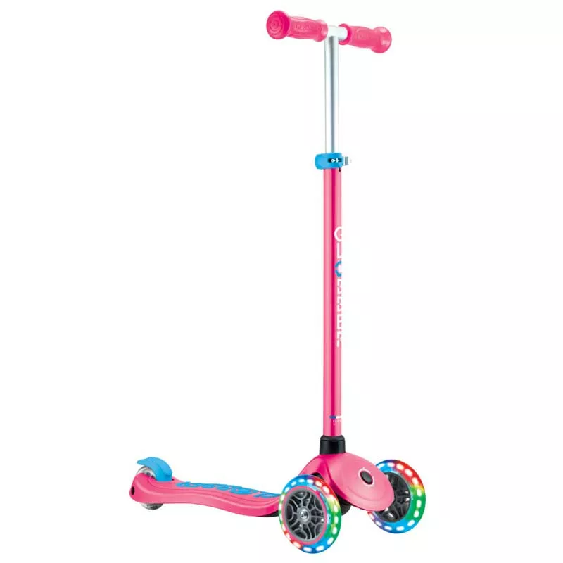Kids scooter with 3 light up wheels GLOBBER PRIMO PLUS LIGHTS, pink