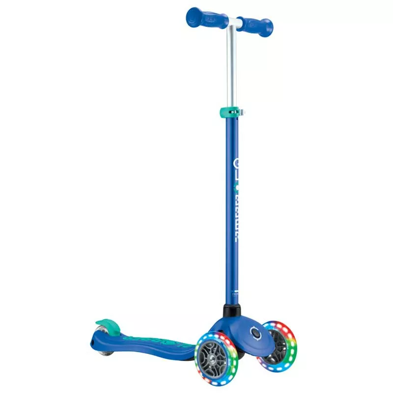 Children's scooter with 3 light-up wheels GLOBBER PRIMO PLUS LIGHTS, blue - green