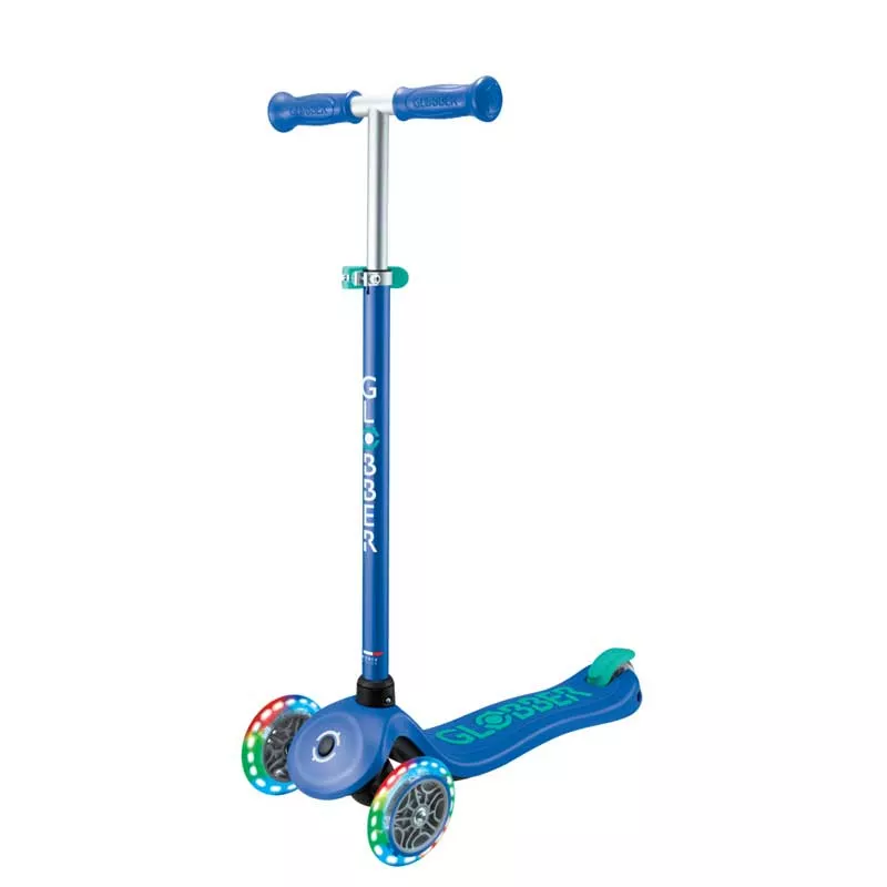 Children's scooter with 3 light-up wheels GLOBBER PRIMO PLUS LIGHTS, blue - green