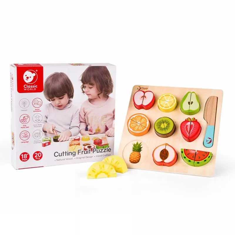 Children's wooden 3D puzzle - fruit slicing