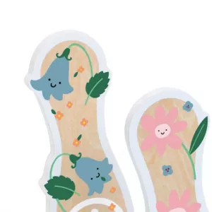 Children's wooden bowling set with flowers