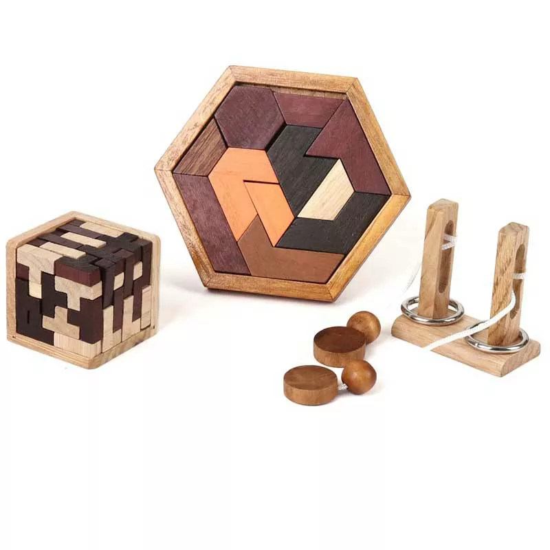 Wooden children's puzzle from the "Mensa" series 3 in 1