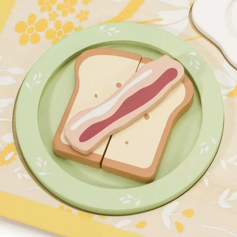 Childhood wooden retro breakfast tray