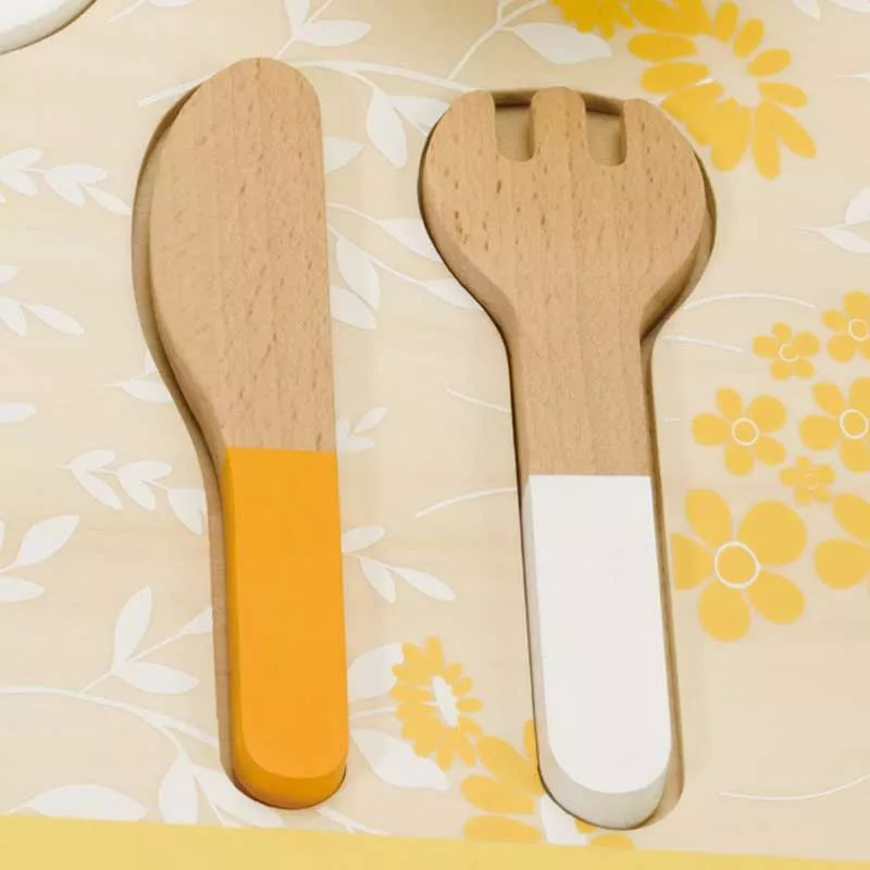 Childhood wooden retro breakfast tray