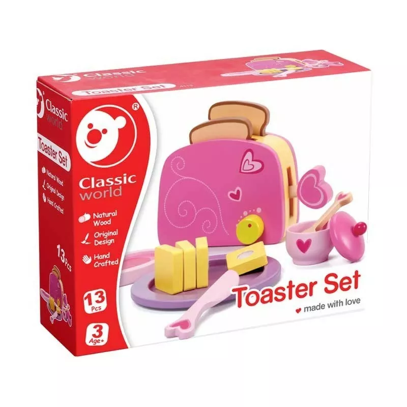 Children's wooden toy toaster for playing